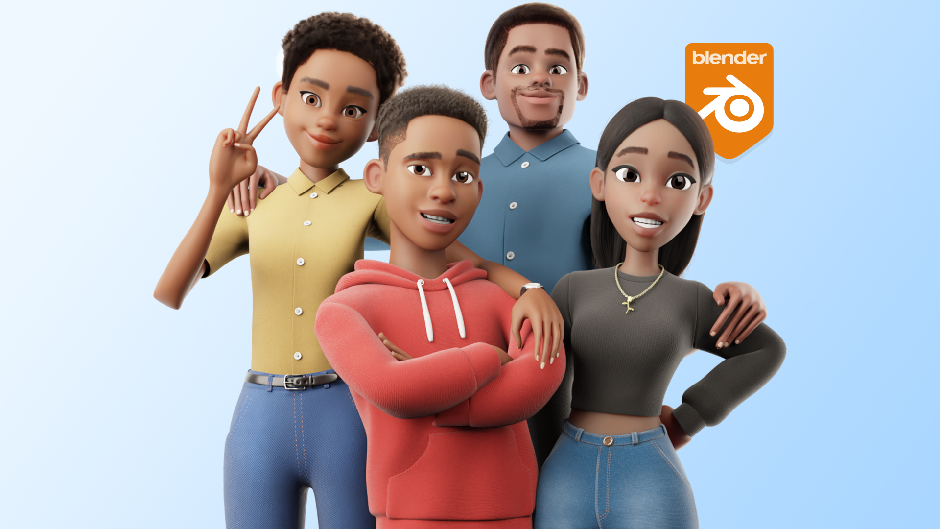 Cartoon Black Family 3D Models Pack